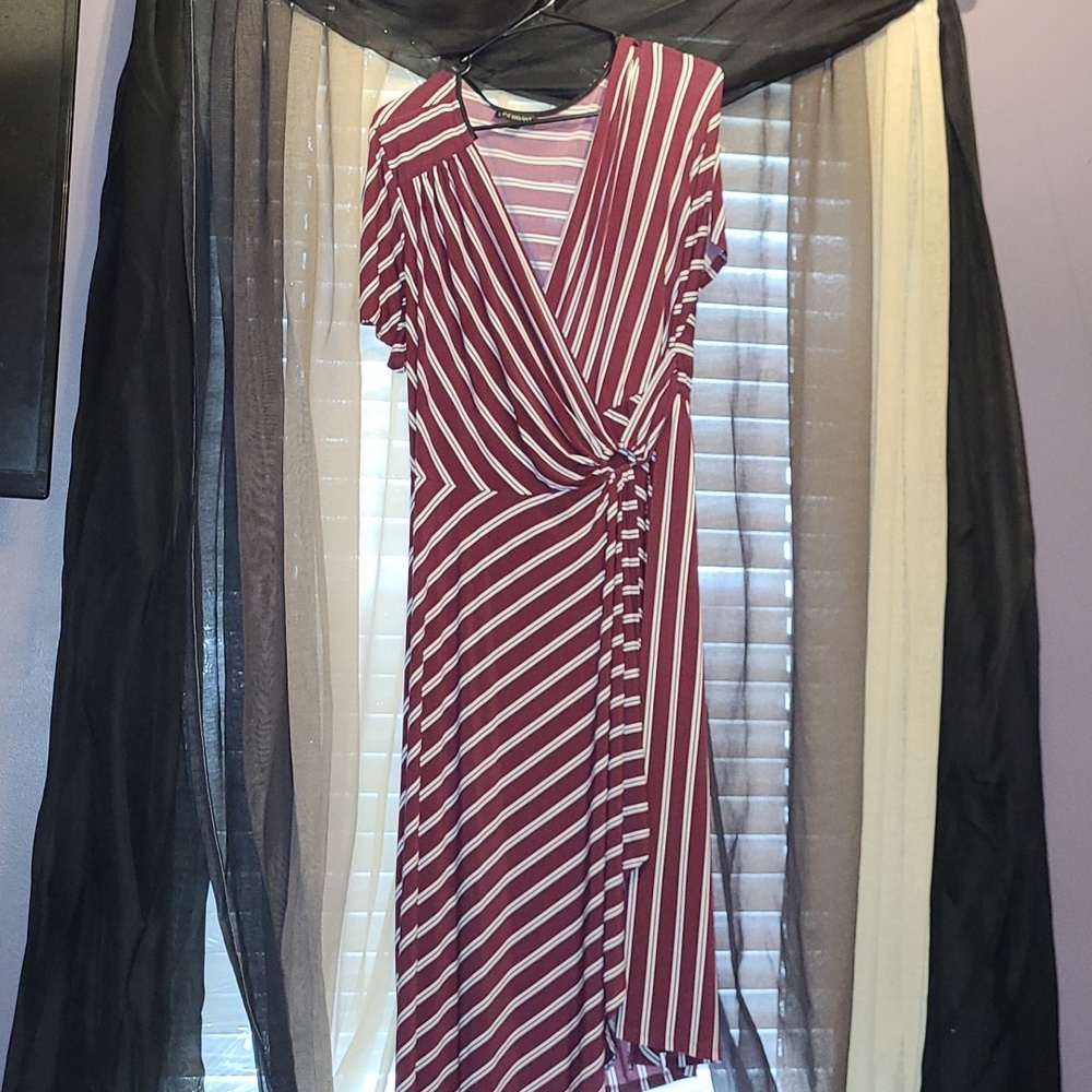 Lane Bryant Burgandy and white striped dress. - Picture 3 of 5